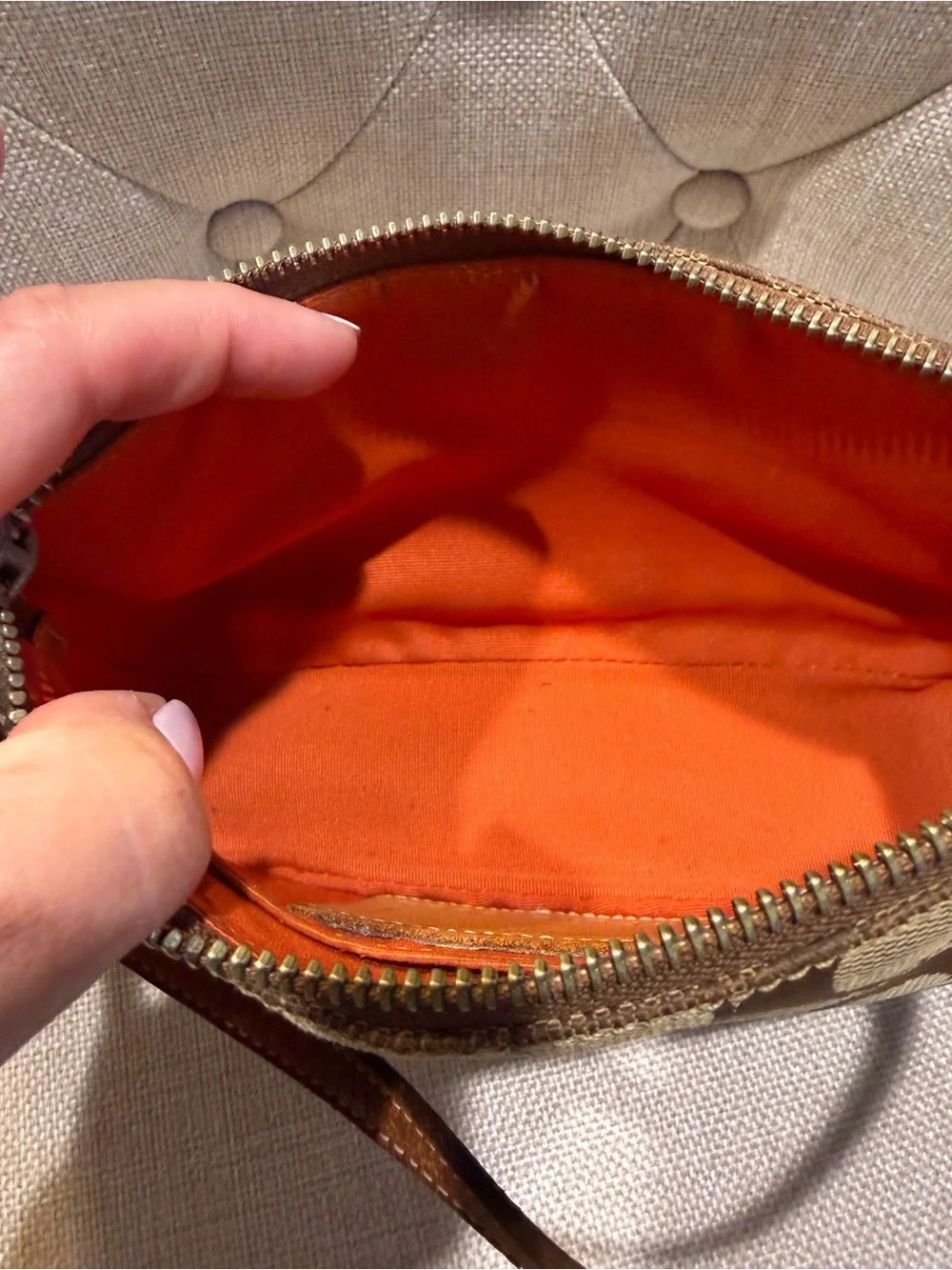 Coach Y2K Hampton Mini Signature Wristlet Brown Canvas Leather Pochette Bag 2004 - Picture 15 of 16